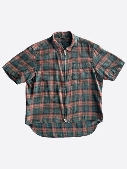 Chrome Hearts Green & Red Plaid Zip Up Shirt