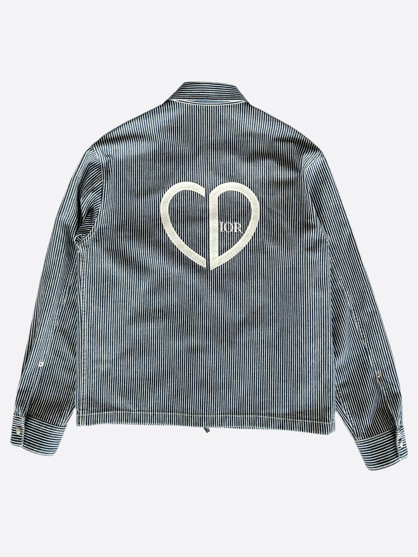 Dior Blue & White Striped Heart Logo Jacket