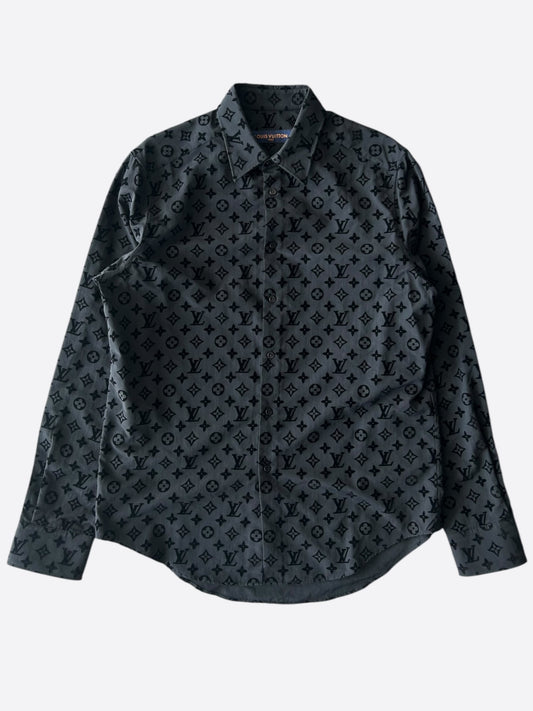 Louis Vuitton Grey & Black Tuffetage Monogram Button Up Shirt