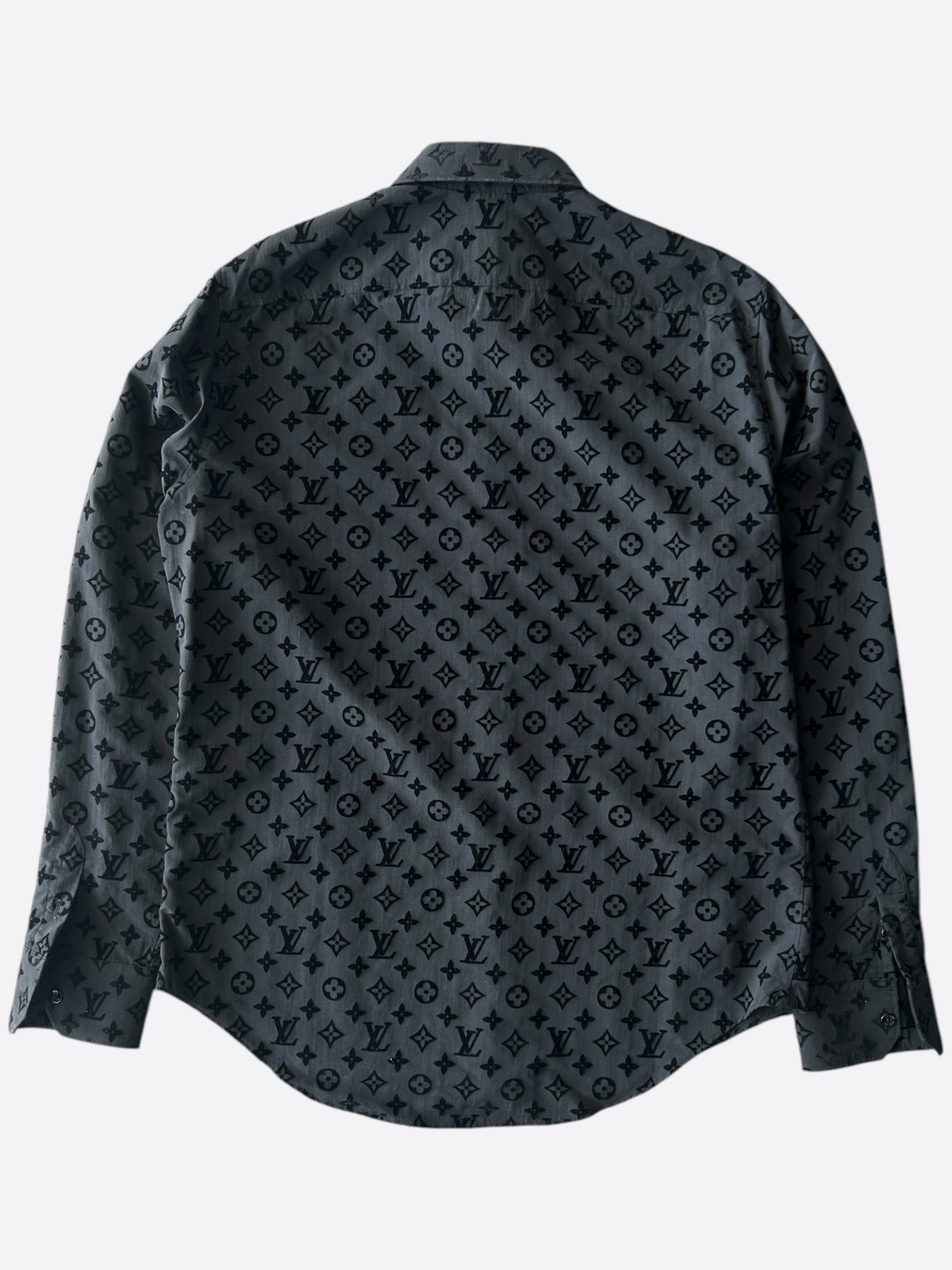 Louis Vuitton Grey & Black Tuffetage Monogram Button Up Shirt