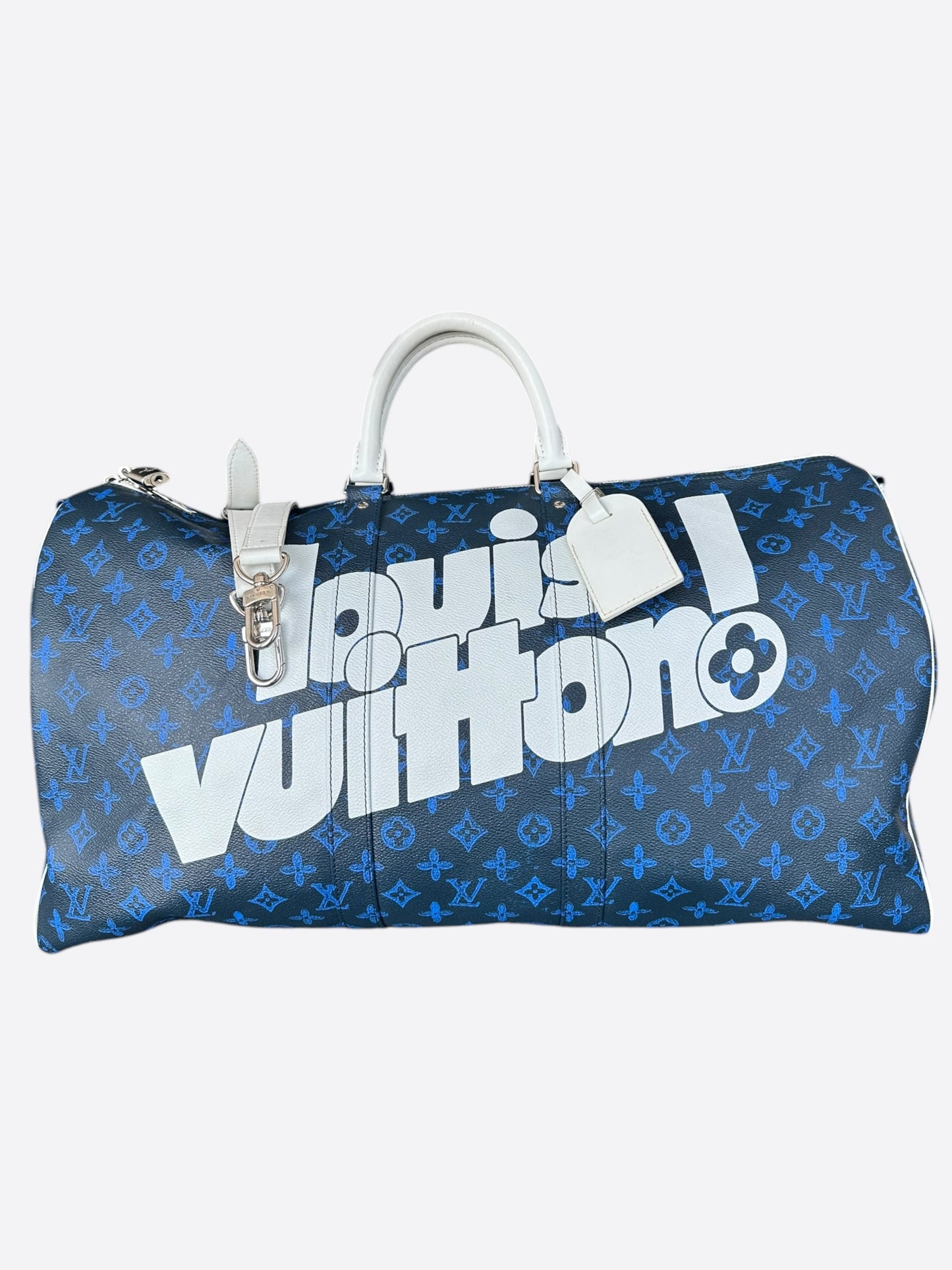 Louis Vuitton Blue & White Monogram Everyday Logo Keepall 50