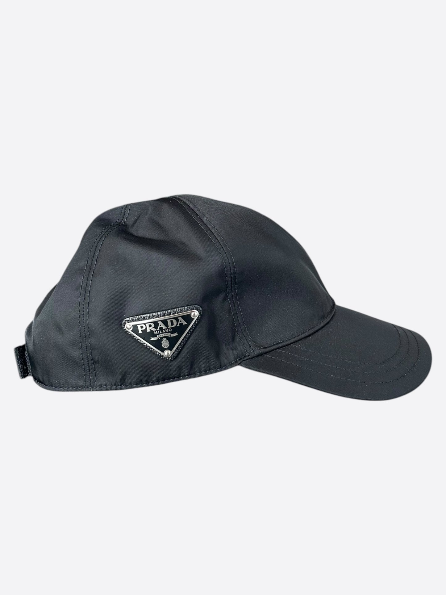 Prada Black Logo Re-Nylon Baseball Hat