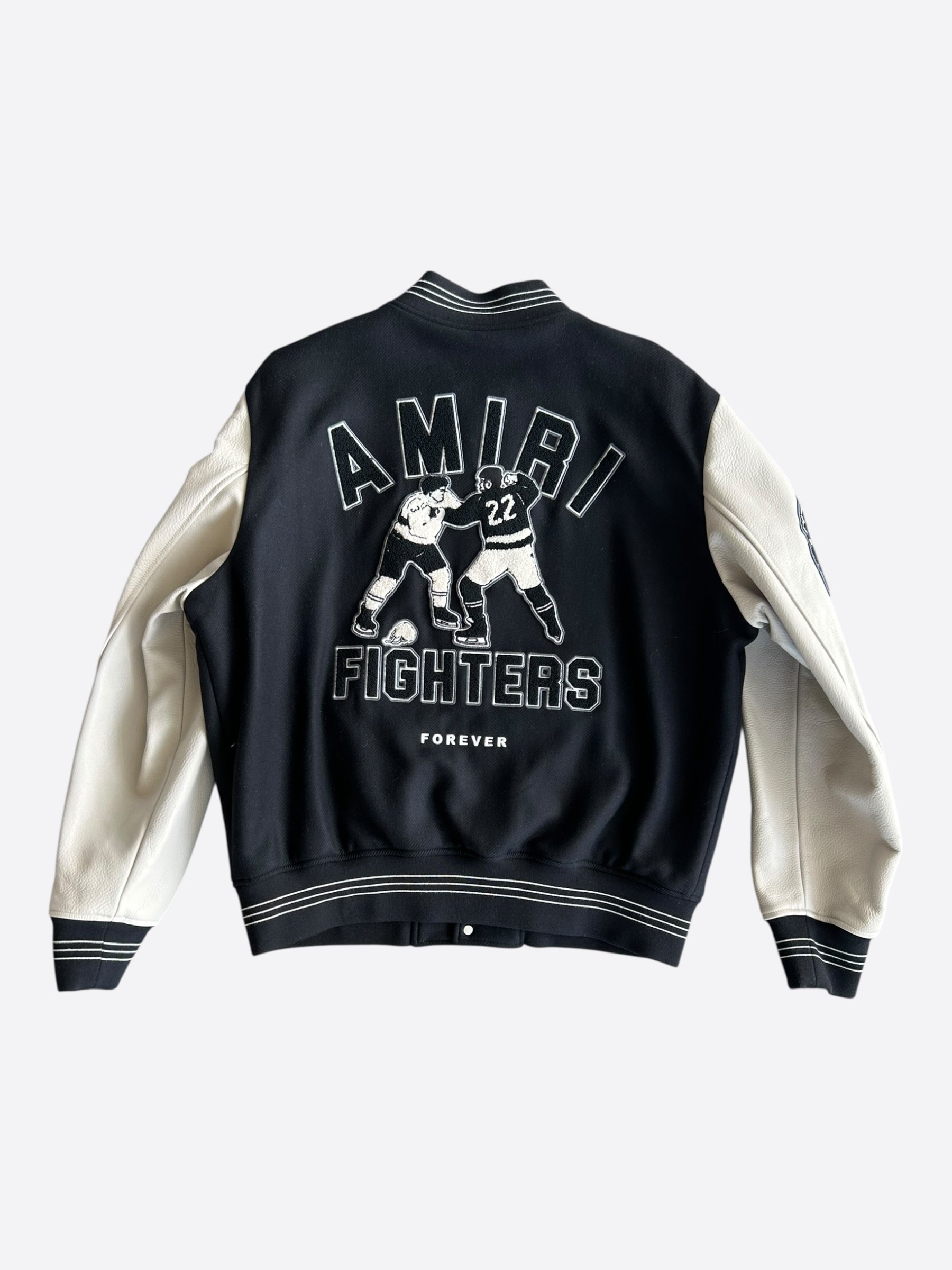 Amiri Black & White Fighters Varsity Jacket – Savonches