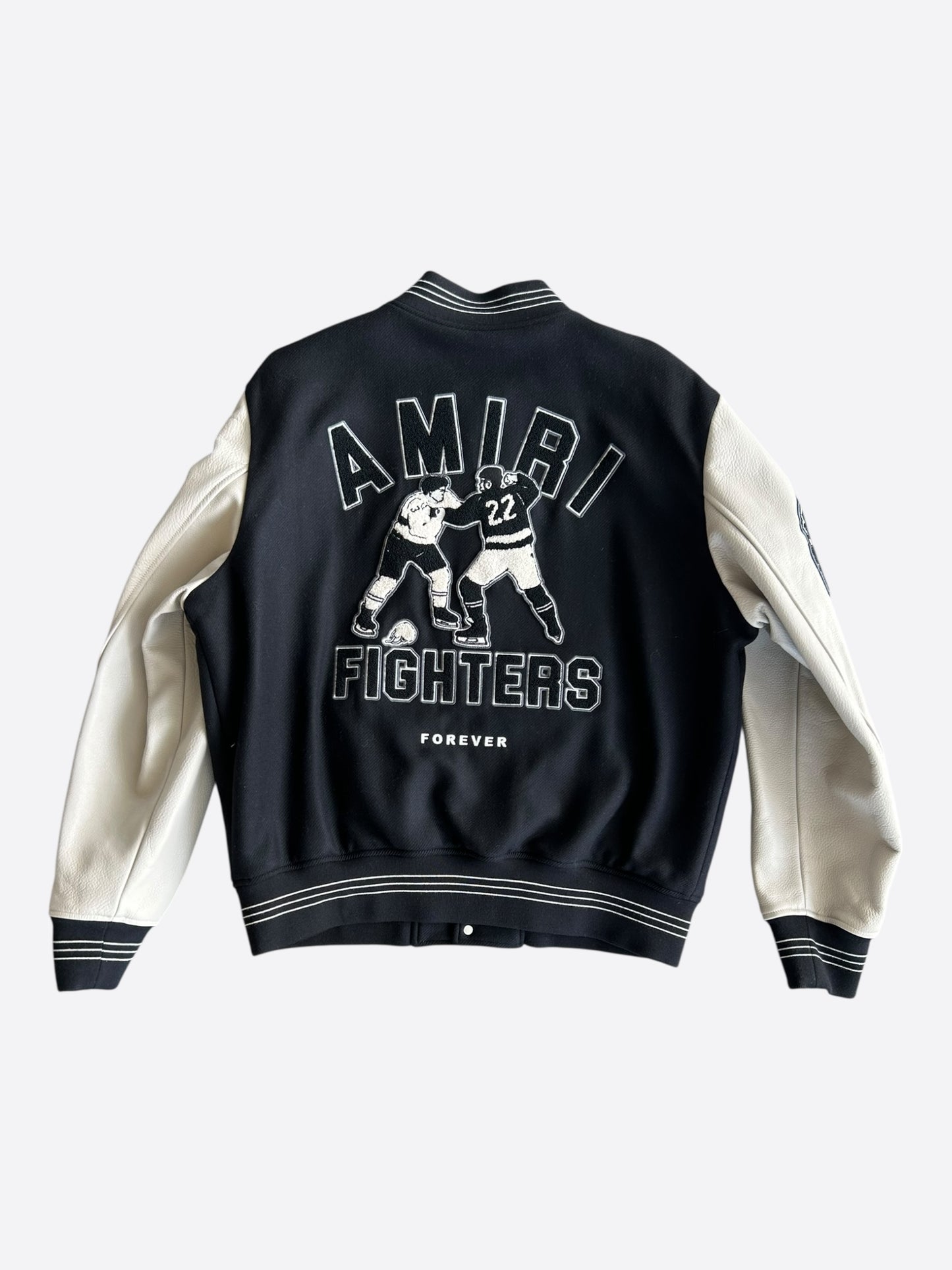 Amiri Black & White Fighters Varsity Jacket