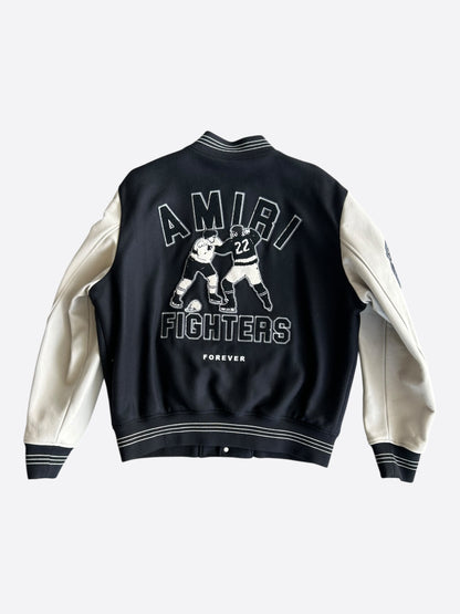 Amiri Black & White Fighters Varsity Jacket
