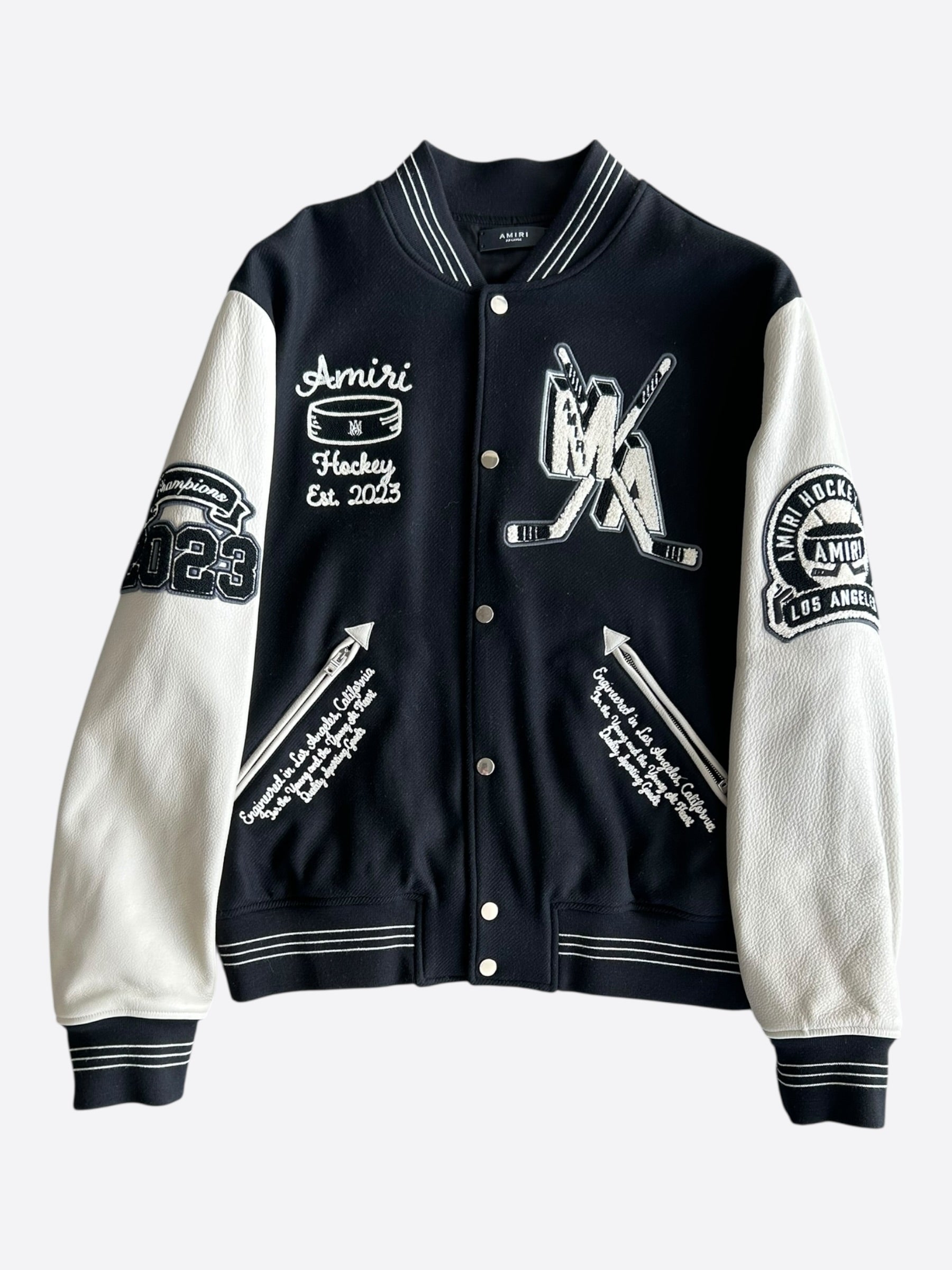 Amiri Black & White Fighters Varsity Jacket – Savonches