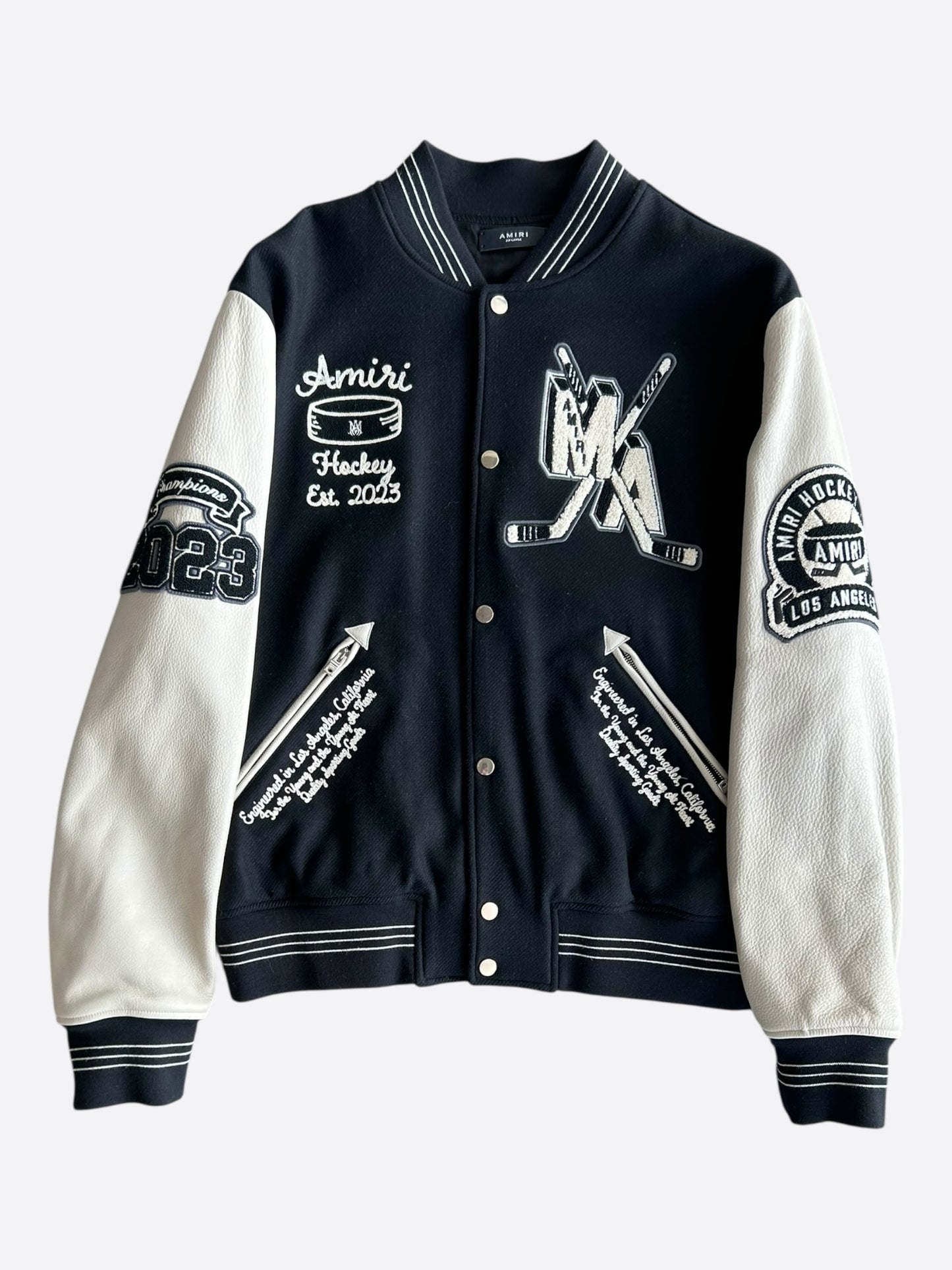 Amiri Black & White Fighters Varsity Jacket