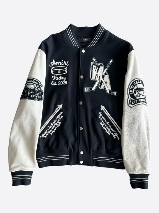 Amiri Black & White Fighters Varsity Jacket