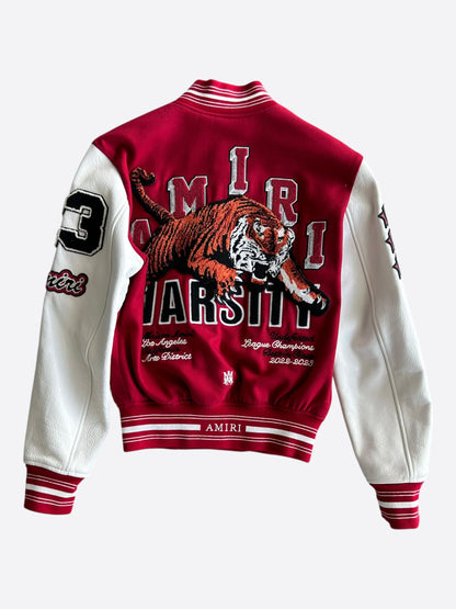 Amiri Red & White Tiger Varsity Jacket