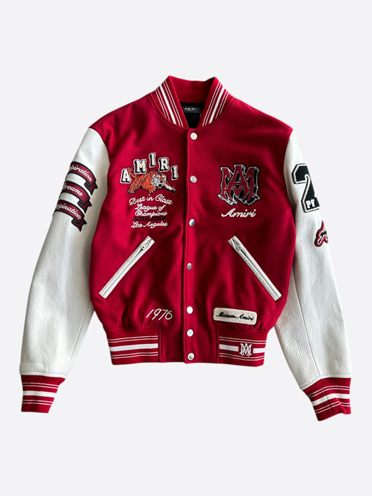 Amiri Red & White Tiger Varsity Jacket