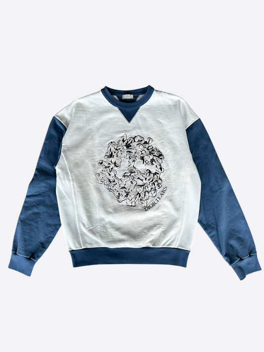 Dior Denim Tears White & Navy Embroidered Logo Sweater