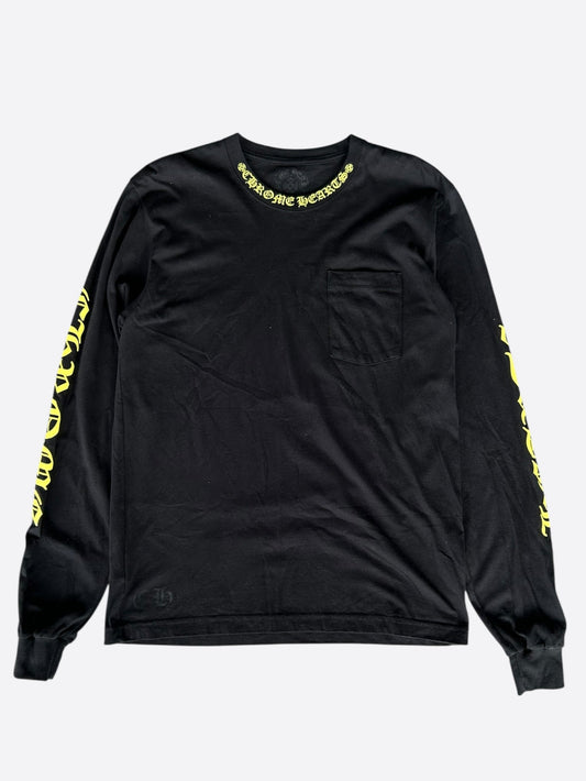 Chrome Hearts Black & Yellow Neck Logo Longsleeve T-Shirt
