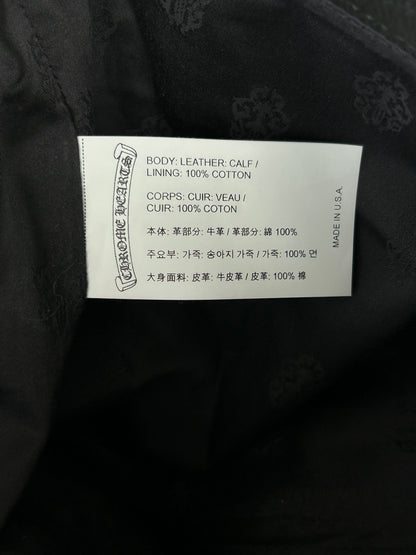 Chrome Hearts Black Leather Fleur Knee Pants