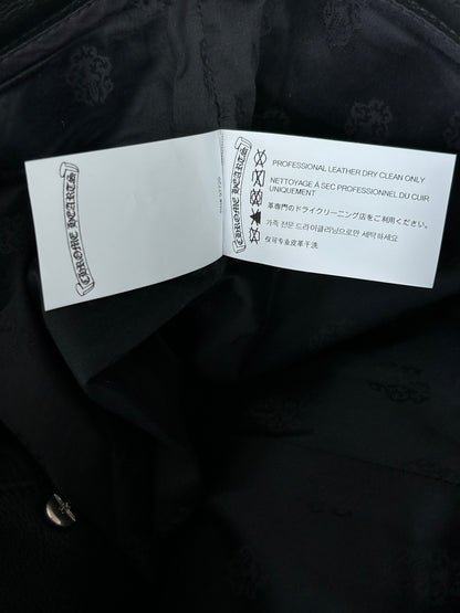 Chrome Hearts Black Leather Fleur Knee Pants