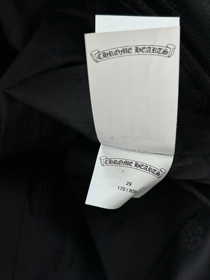 Chrome Hearts Black Leather Fleur Knee Pants