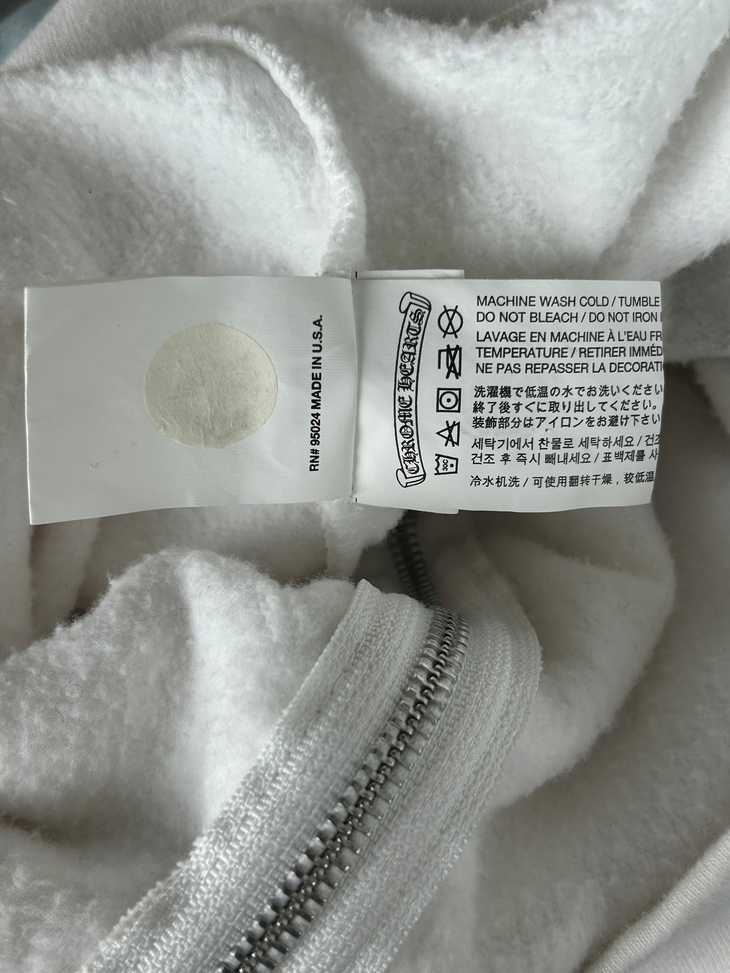 Chrome Hearts White & Black Floral Cross Logo Zip Up Hoodie
