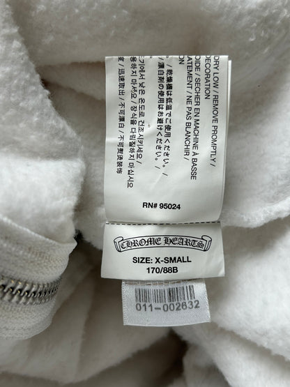 Chrome Hearts White & Black Floral Cross Logo Zip Up Hoodie