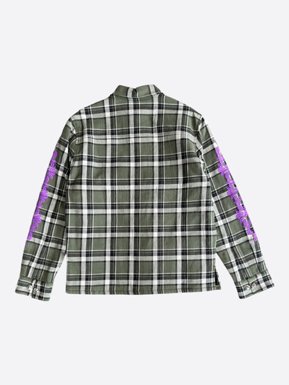 Chrome Hearts Green & Purple Floral Padded Flannel Jacket