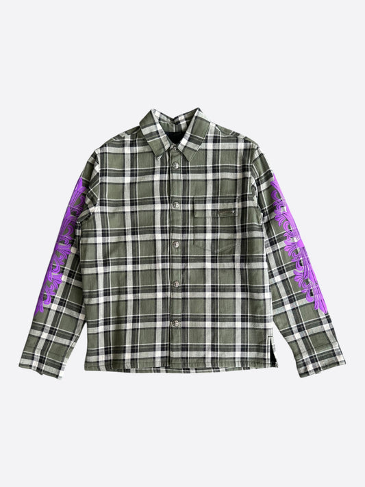 Chrome Hearts Green & Purple Floral Padded Flannel Jacket