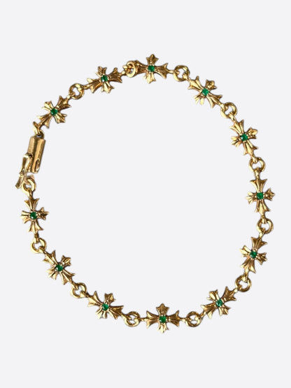 Chrome Hearts 22K Yellow Gold & Green Emeralds Tiny-E Bracelet