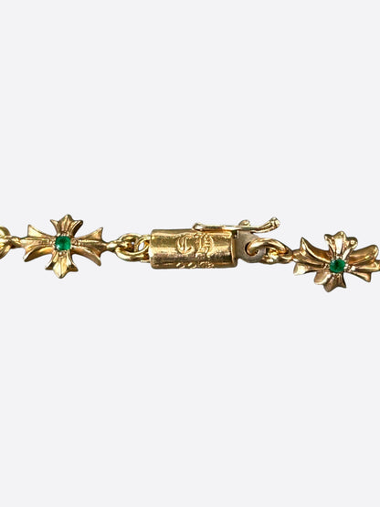 Chrome Hearts 22K Yellow Gold & Green Emeralds Tiny-E Bracelet