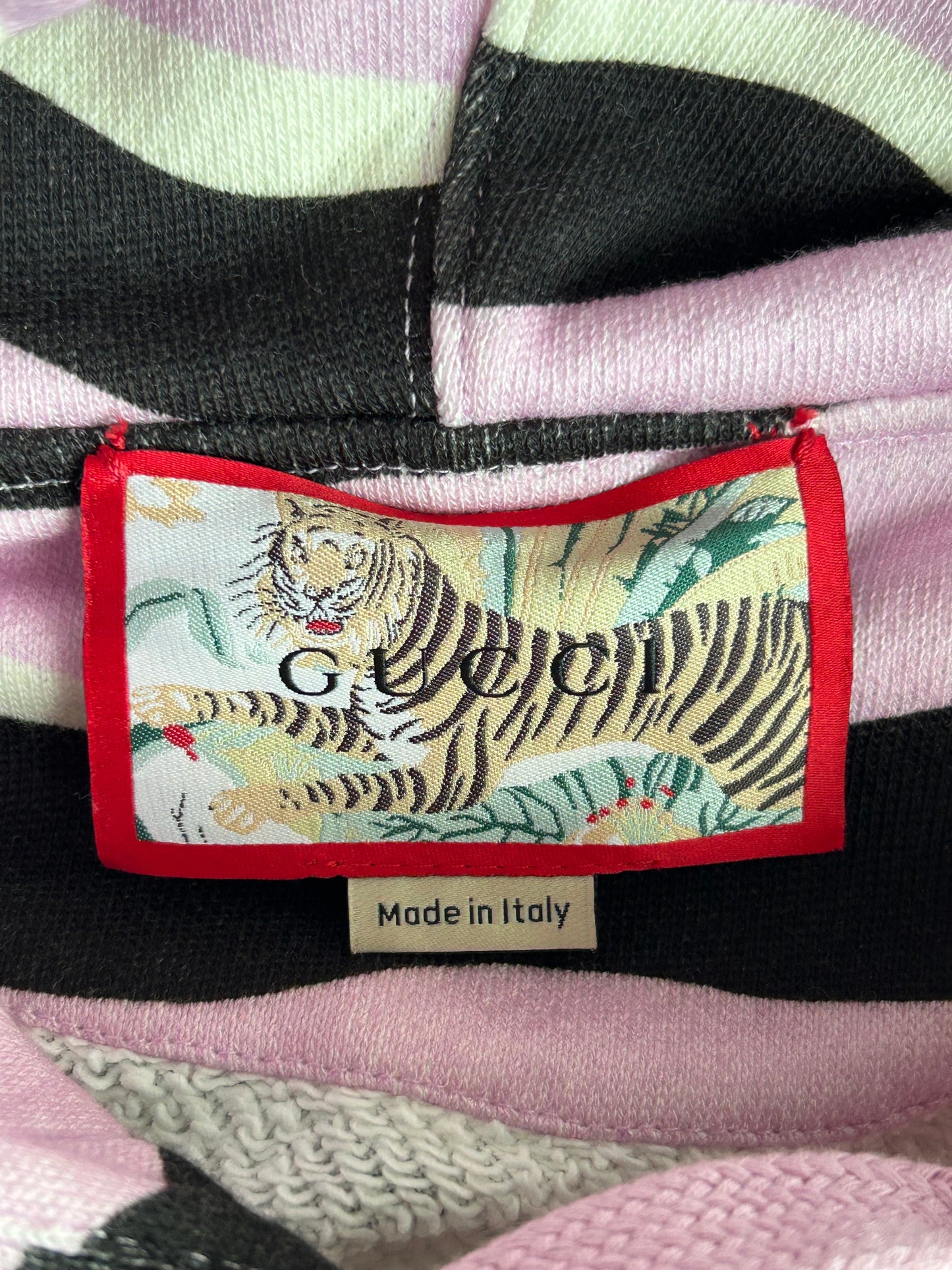 Gucci Pink Tiger Embroidered Logo Women's Hoodie