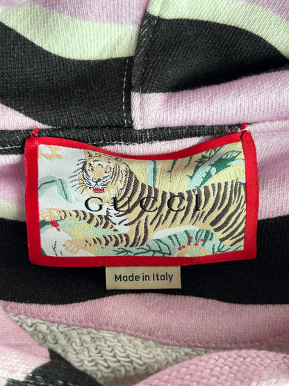 Gucci Pink Tiger Embroidered Logo Women's Hoodie