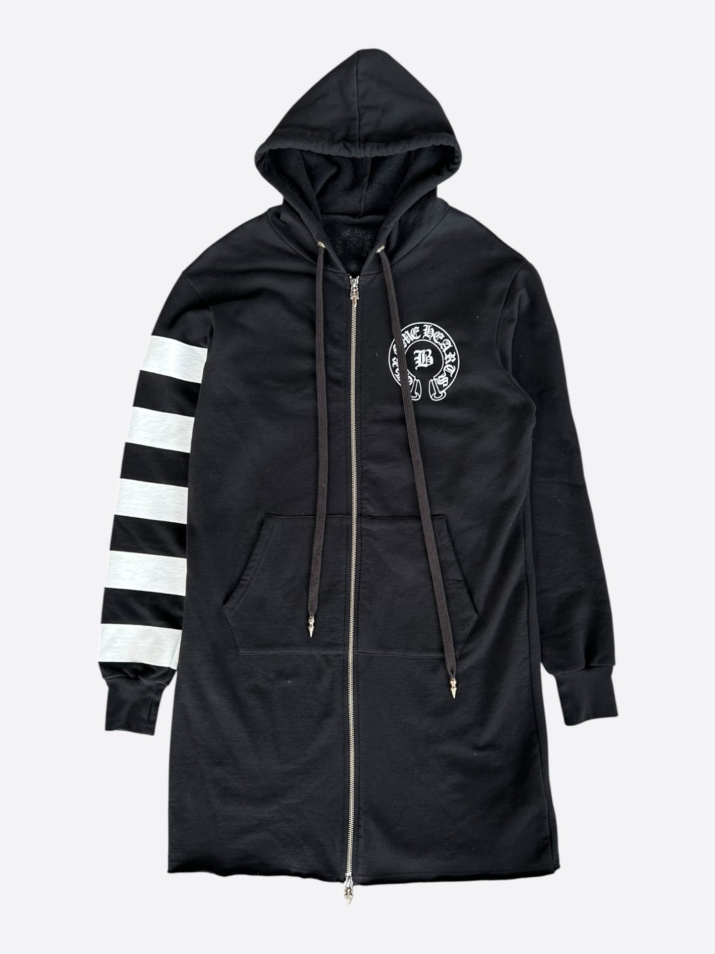 Chrome Hearts Bella Hadid Black & White Horseshoe Logo Striped Hoodie