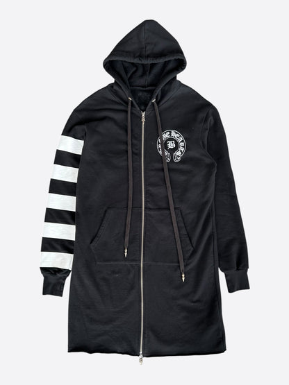 Chrome Hearts Bella Hadid Black & White Horseshoe Logo Striped Hoodie