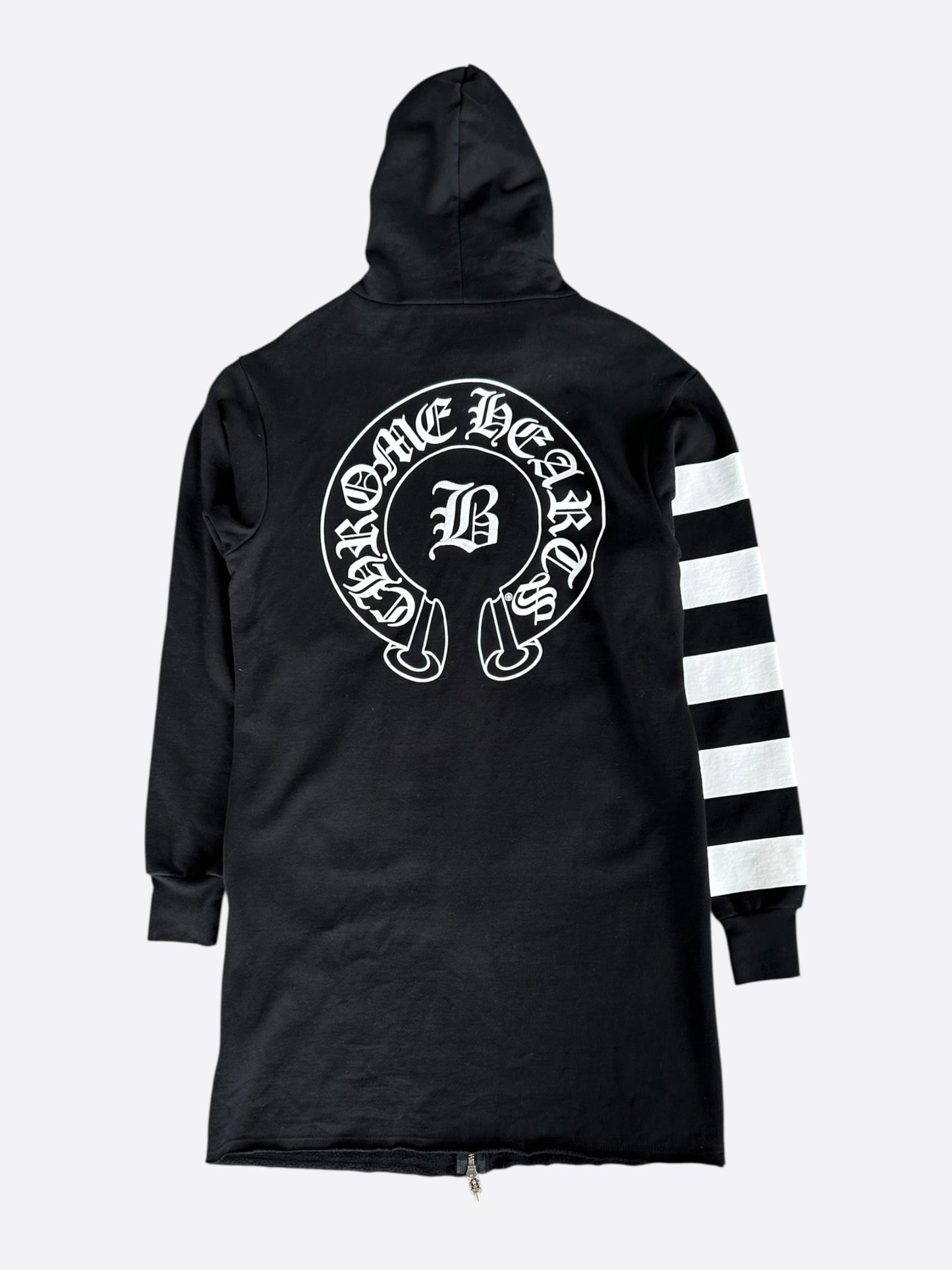 Chrome Hearts Bella Hadid Black & White Horseshoe Logo Striped Hoodie