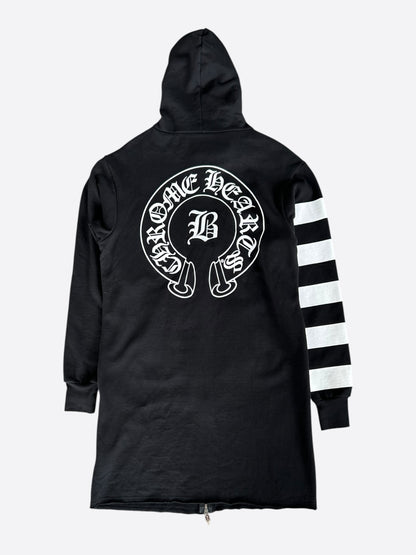 Chrome Hearts Bella Hadid Black & White Horseshoe Logo Striped Hoodie