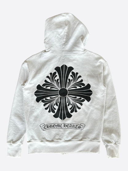Chrome Hearts White & Black Floral Cross Logo Zip Up Hoodie