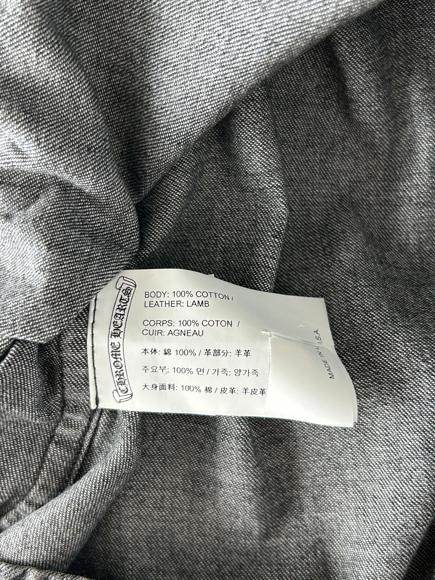 Chrome Hearts Washed Black Cross Patch Denim Shirt