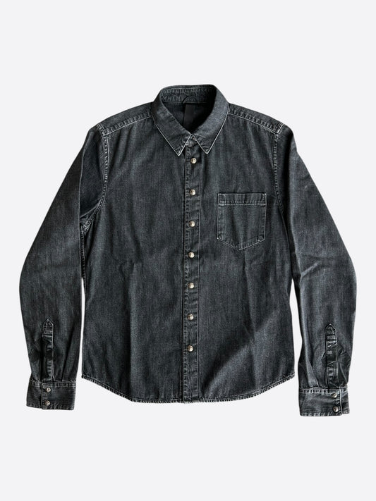 Chrome Hearts Washed Black Cross Patch Denim Shirt