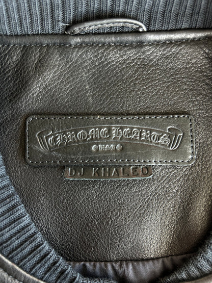 Chrome Hearts Black & Multicolor Star Patch Leather Bomber Jacket