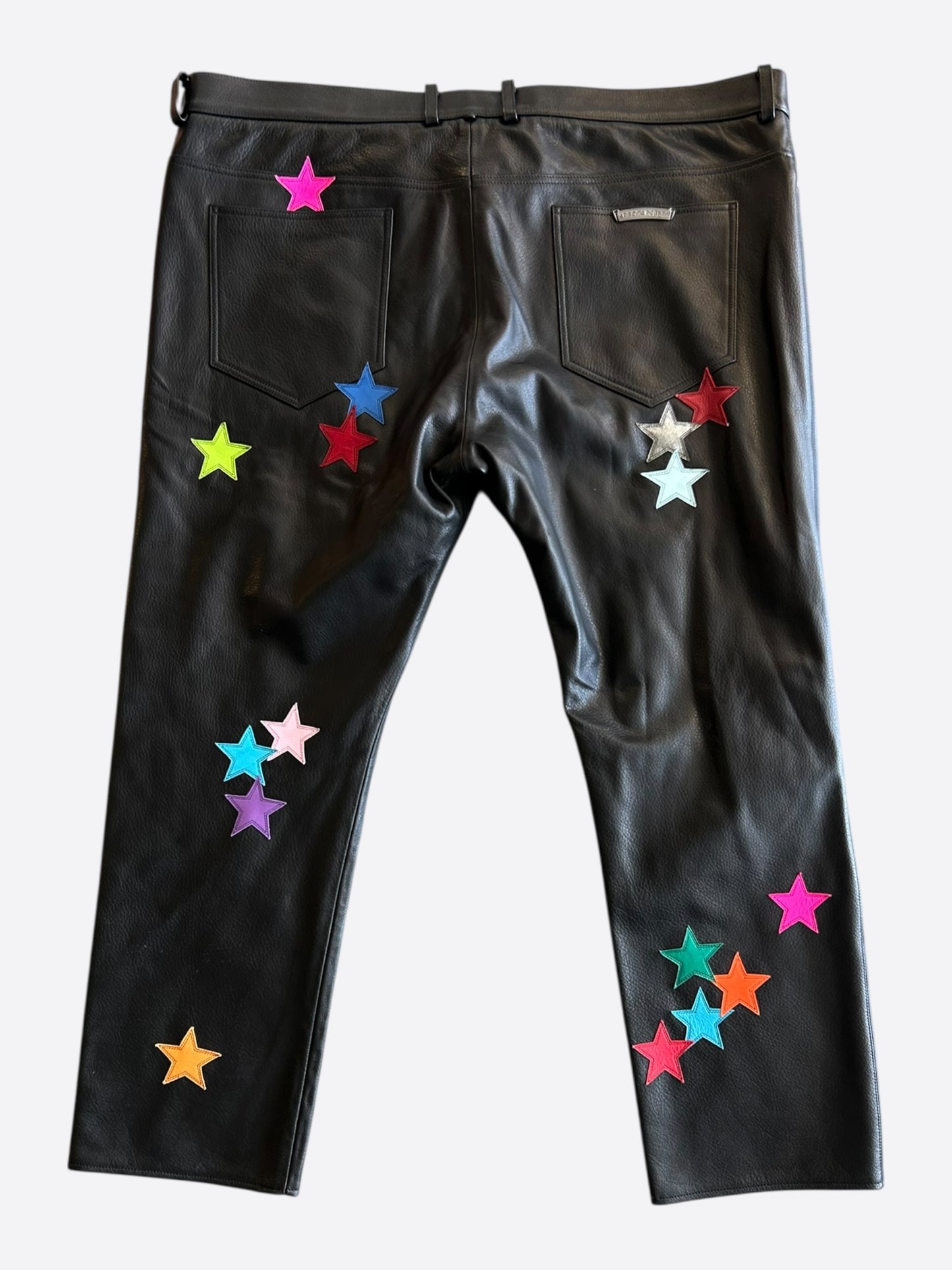 Chrome Hearts Black & Multicolor Star Patch Leather Pants