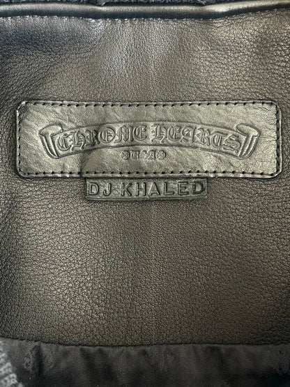 Chrome Hearts Black Star Patch Leather Bomber Jacket
