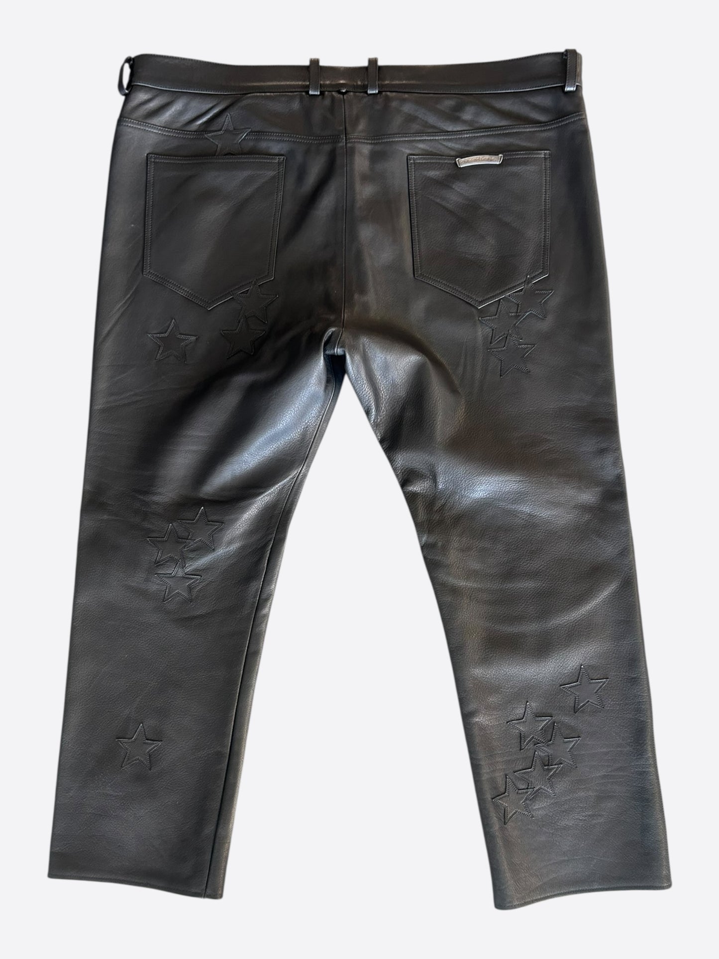 Chrome Hearts Black Star Patch Leather Pants