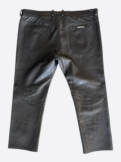 Chrome Hearts Black Star Patch Leather Pants