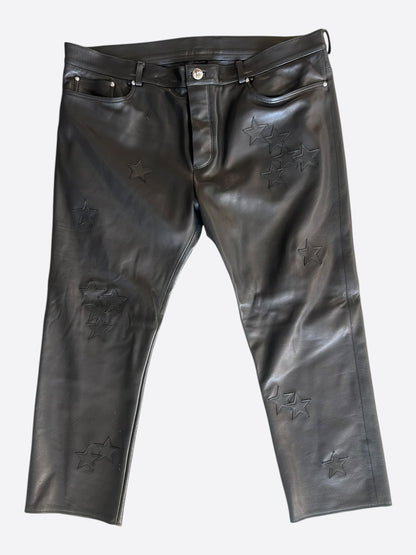 Chrome Hearts Black Star Patch Leather Pants