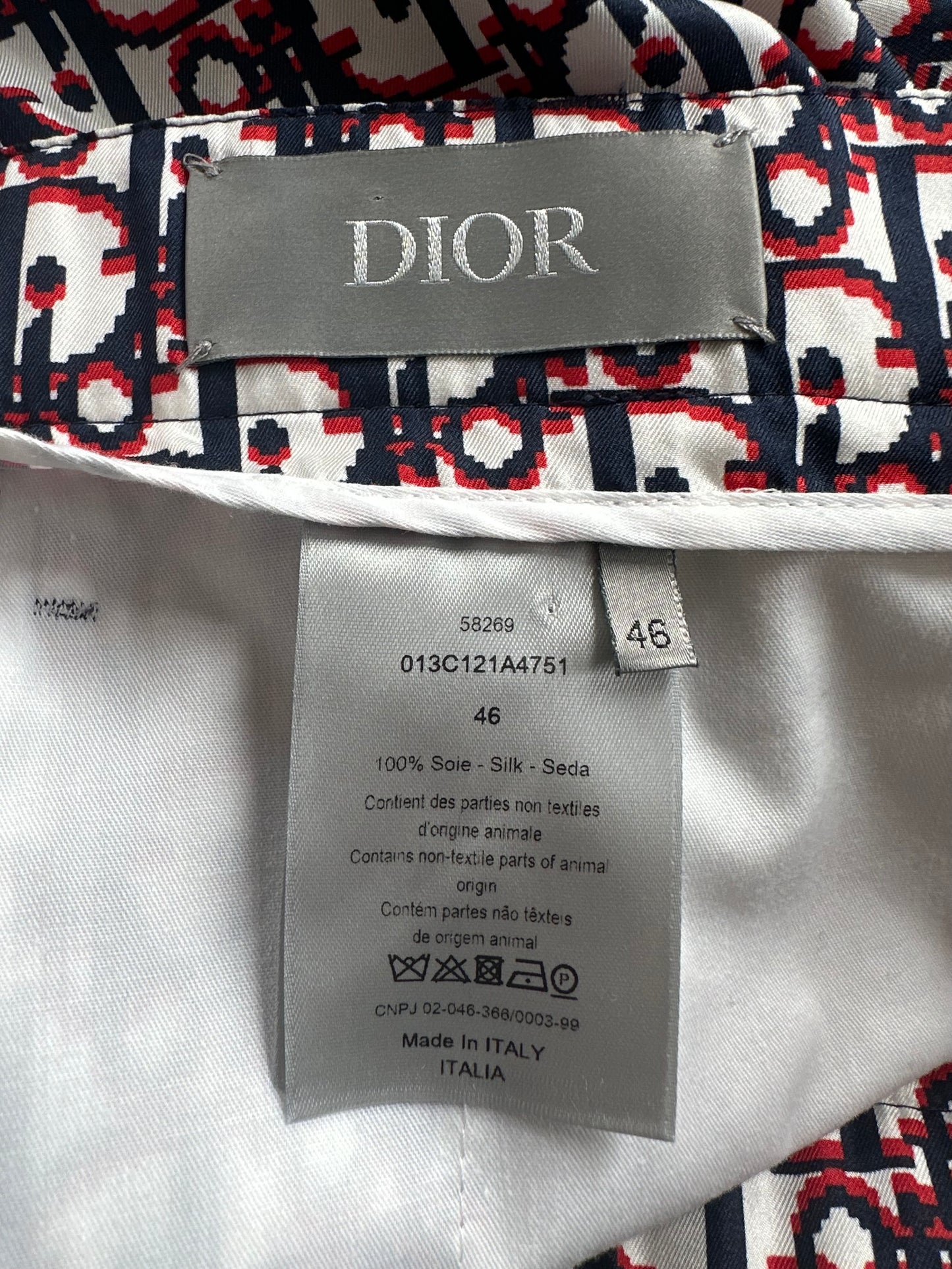 Dior Blue & Red Oblique Bermuda Silk Shorts