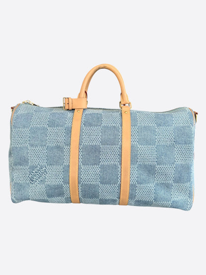 Louis Vuitton Blue Denim Damier Keepall 50