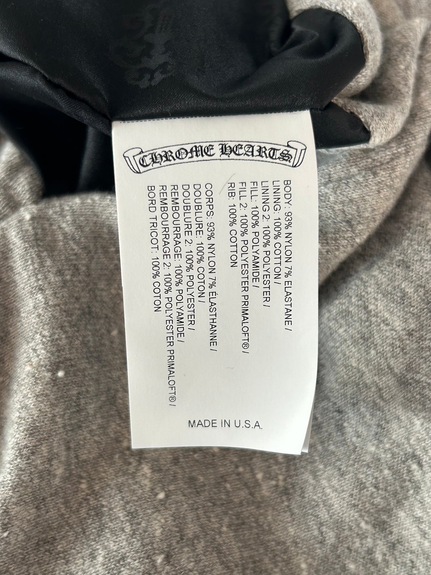 Chrome Hearts Black & Grey Reversible Hooded Bomber Jacket
