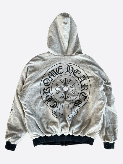 Chrome Hearts Black & Grey Reversible Hooded Bomber Jacket