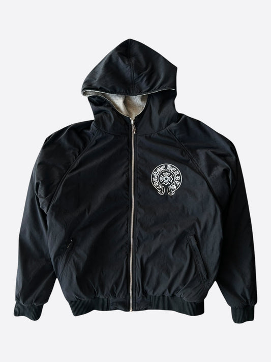 Chrome Hearts Black & Grey Reversible Hooded Bomber Jacket