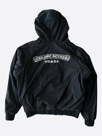 Chrome Hearts Black & Grey Reversible Hooded Bomber Jacket