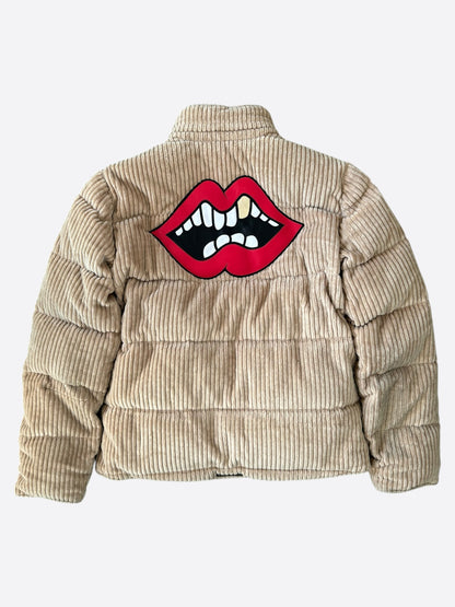 Chrome Hearts Beige Corduroy Chomper Puffer Jacket