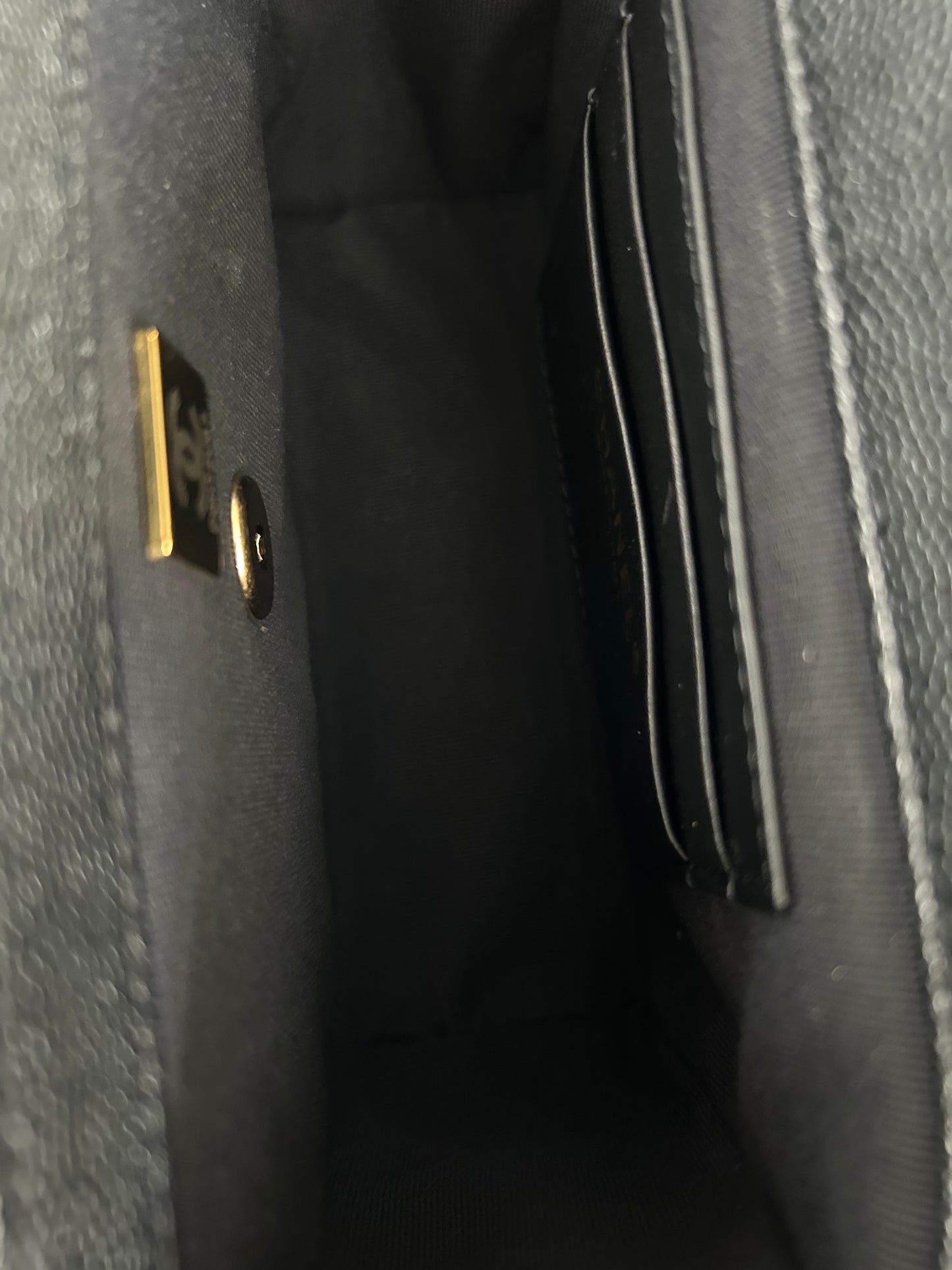 Chanel Black Caviar Quilted Handy Box Vanity Bag