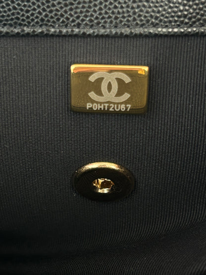 Chanel Black Caviar Quilted Handy Box Vanity Bag