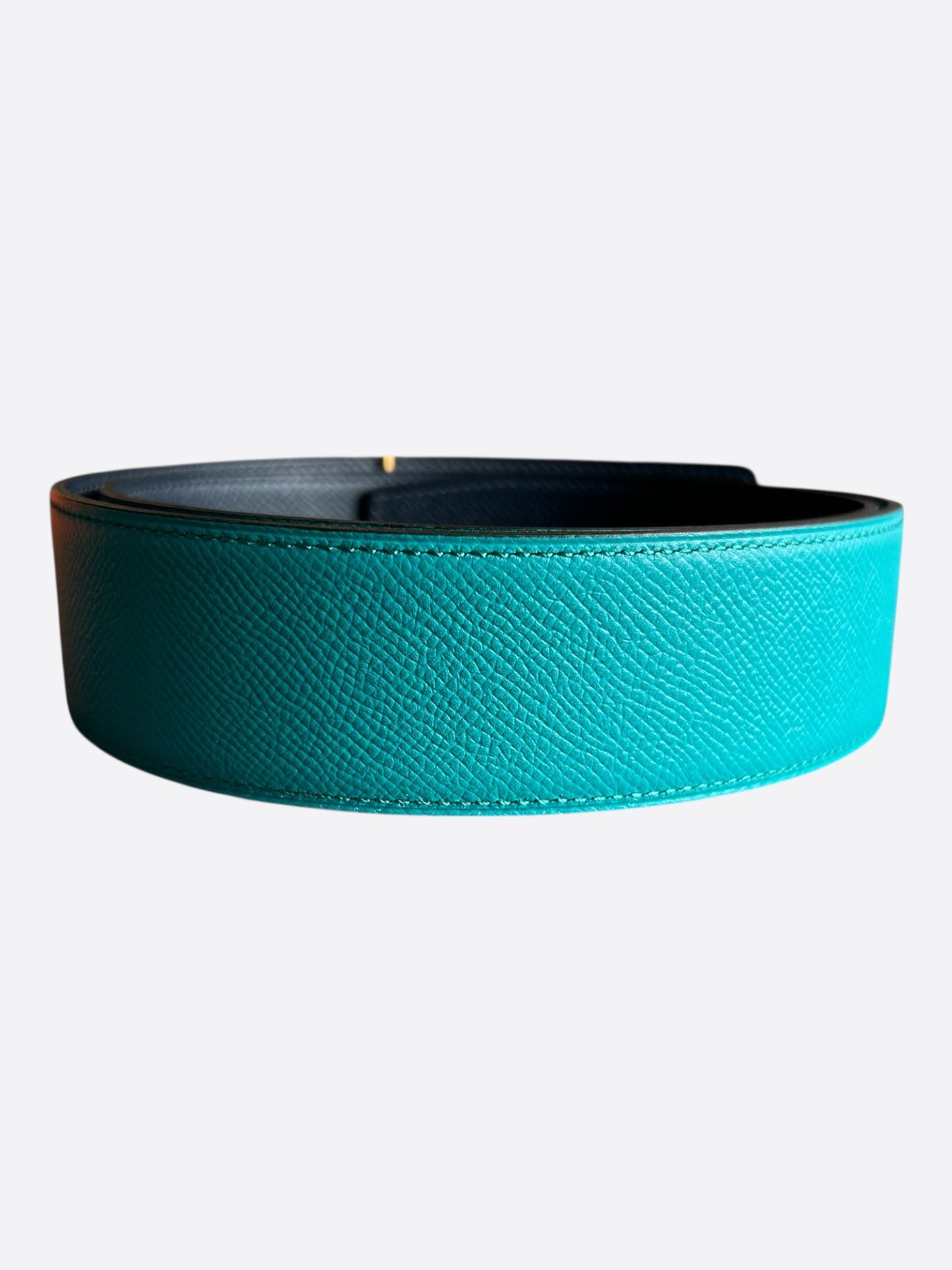 Hermes Turquoise & Navy Constance Gold Reversible Belt
